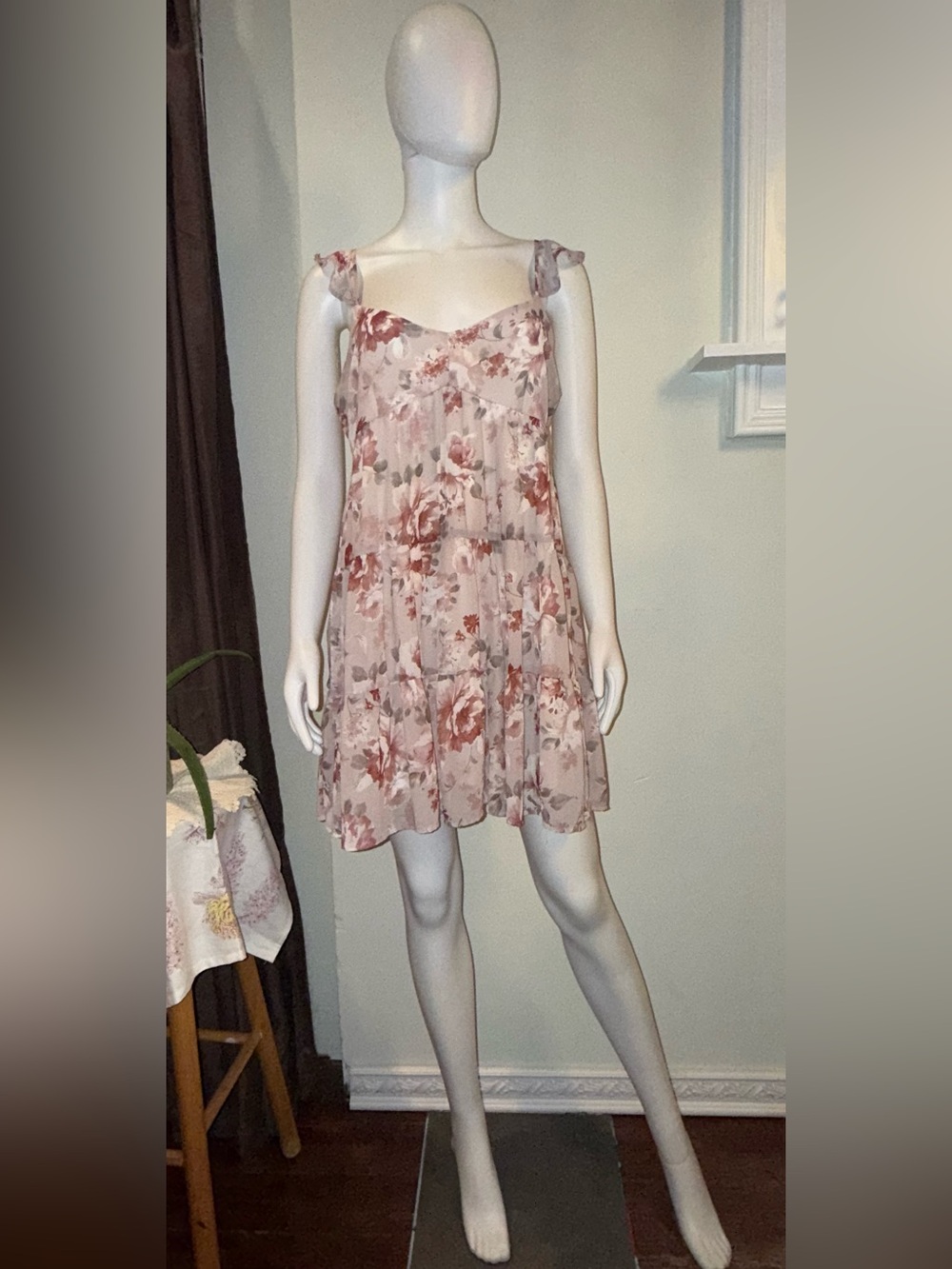 Altar'd State Floral Mini Dress in Blush and Mauve